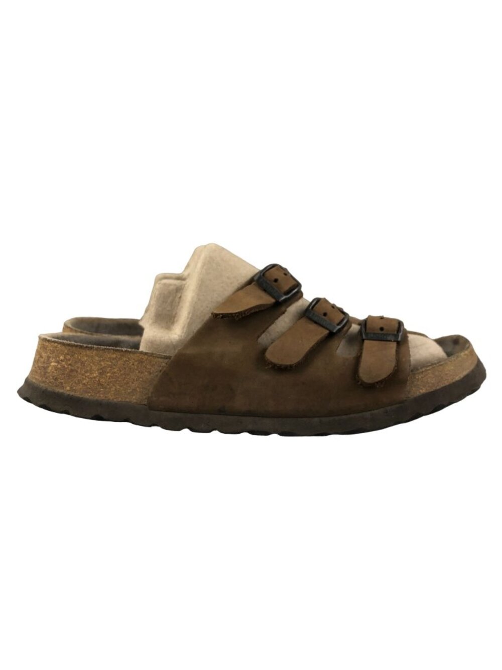 Betula Unisex Size 245 M5 L7 Brown Leather Triple Strap Slip On Sandals FAIR